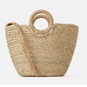 *NWT* ZARA woven straw crossbody bag